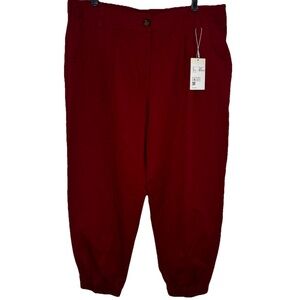Halara Red Cinched-Hem Pants